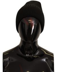 Dolce & Gabbana - Black Wool Knit Winter Hat - Lyst
