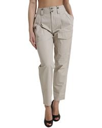 Dolce & Gabbana - Cotton High Waist Tapered Pants - Lyst