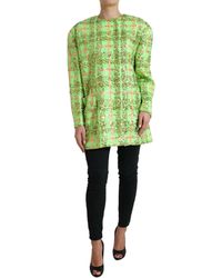 Dolce & Gabbana - Green Nylon Sequinned Checkered Coat Jacket - Lyst