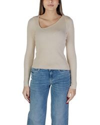 VILA CLOTHES - Beige Viscose Sweatshirt - Lyst