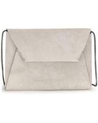 Brunello Cucinelli - Gray Calf Leather Bos Taurus Shoulder Bag - Lyst
