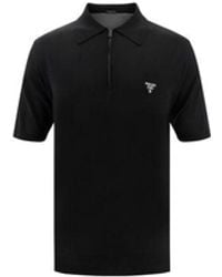 Prada - Black Wool Oves Aries Polo Shirt - Lyst