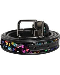 Dolce & Gabbana - Sequined Leather Belt - Lyst
