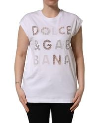 Dolce & Gabbana - White Logo Round Neck Sleeveless T - Lyst