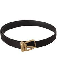 Dolce & Gabbana - Black Silk Leather Gold Tone Metal Buckle Belt - Lyst
