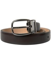 Dolce & Gabbana - Elegant Dark Leather Belt - Lyst