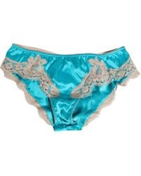 Dolce & Gabbana - Blue Silk Satin Floral Lace Trim New Slip Underwear - Lyst