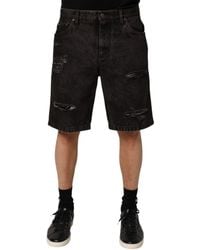 Dolce & Gabbana - Distressed Ripped Denim Shorts - Lyst