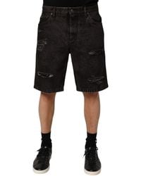 Dolce & Gabbana - Distressed Ripped Denim Shorts - Lyst