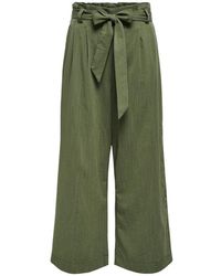 ONLY - Green Viscose Casual Pants - Lyst