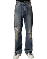 Dolce & Gabbana - Blue Cotton Tattered Men Denim Jeans - Lyst
