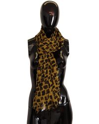 Dolce & Gabbana - Yellow Patterned 100% Silk Wrap Shawl Scarf - Lyst