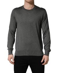 Dolce & Gabbana - Gray Long Sleeves Crew Neck Pullover Sweater - Lyst