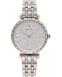 Emporio Armani - Elegant Two-Tone Crystal Pave Watch - Lyst
