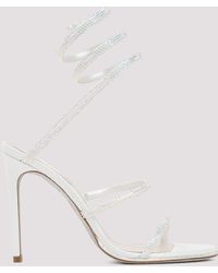Rene Caovilla - Ivory Leather And Strass Sandals - Lyst