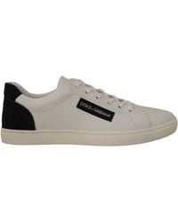 Dolce & Gabbana - Black White Leather Low Top Sneakers - Lyst