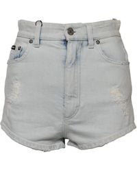 Dolce & Gabbana - High Waist Distressed Denim Shorts - Lyst