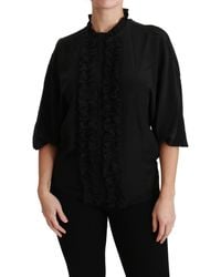 Dolce & Gabbana - Black Silk Shirt Rud Top Blouse - Lyst