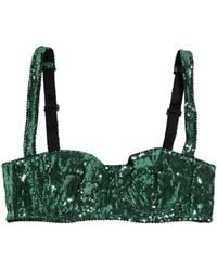Dolce & Gabbana - Green Sequined Nyon Balconnet Bra Underwear - Lyst