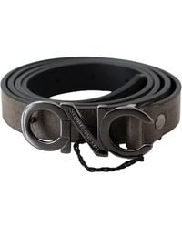 CoSTUME NATIONAL - Dark Brown Leather Letter Logo Buckle Belt - Lyst