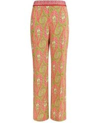 Etro - Bootcut Pants With Placed Paisley Foliage Print - Lyst