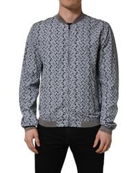 Dolce & Gabbana - Light Blue Cotton Car Print Bomber Jacket - Lyst