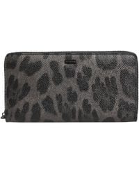 Dolce & Gabbana - Leopard Leather Zip Around Continental Wallet - Lyst