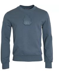 Dolce & Gabbana - Blue Cotton Logo Patch Crew Neck Men Pullover Sweater - Lyst