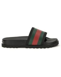 Gucci - Black Rubber Slippers - Lyst