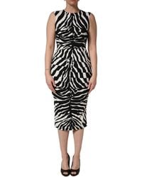 Dolce & Gabbana - Zebra Cady Calf Length Dress And Viscose Elastane - Lyst