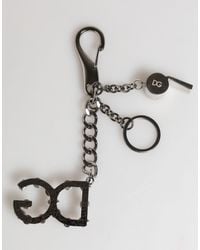 Dolce & Gabbana - Brass Metal Dg Logo Crystal Ring Keyring Keychain - Lyst