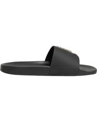 Dolce & Gabbana - Black Leather Slides Sandals Beachwear Shoes - Lyst