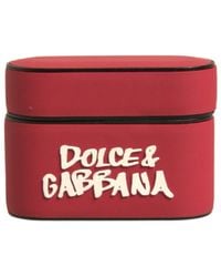 Dolce & Gabbana - Red Pvc Embossed Logo Plaque Holder Airpods Case - Lyst