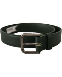 Dolce & Gabbana - Elegant Dark Leather Belt With Logo Buckle - Lyst