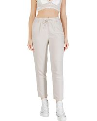 ONLY - Beige Linen Casual Pants - Lyst