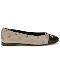 Tory Burch - Beige Calf Leather Bos Taurus Ballet Flats - Lyst
