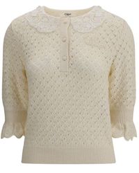 Chloé - Sweater With Lace Collar - Lyst