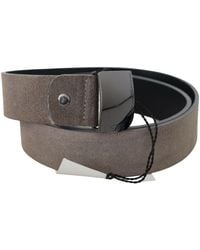 CoSTUME NATIONAL - Brown Leather Square Logo Buckle Belt - Lyst