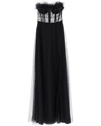 19:13 Dresscode - Long Bustier Dress With Feather Trim - Lyst