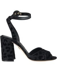 Dolce & Gabbana - Black Leopard Suede Heels Sandals Shoes - Lyst