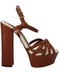 Dolce & Gabbana - Elevate Your Style With Chic Leather Platform Sandals - Lyst