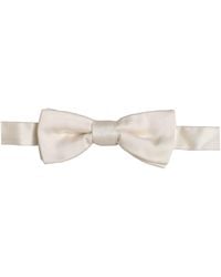 Dolce & Gabbana - Men Off White 100% Silk Adjustable Neck Papillon Bow Tie - Lyst