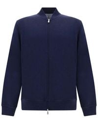 Brunello Cucinelli - Blue Cotton Sweatshirt - Lyst