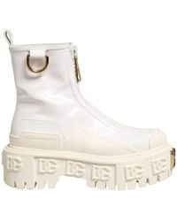 Dolce & Gabbana - White Leather Rubber Logo Ankle Boots Shoes - Lyst
