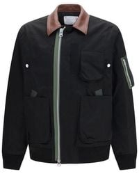 Sacai - Black Cotton Bomber - Lyst