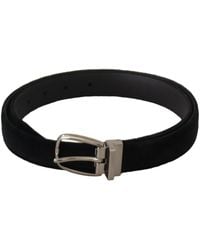 Dolce & Gabbana - Classic Velvet Tone Metal Buckle Belt - Lyst