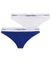 Calvin Klein - Blue Cotton Pantie - Lyst