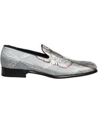 Dolce & Gabbana Gray Baroque Angel Velvet Men Loafers Men\'s Shoes Dolce & Gabbana Gray Baroque Angel Velvet Men Loafers Men main image 3