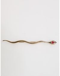 Dolce & Gabbana - Gold Brass Red Crystal Spilla Serpente Mens Brooch Pin - Lyst