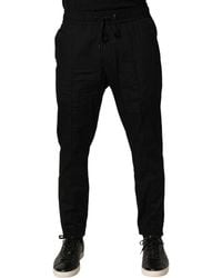 Dolce & Gabbana - Black Cotton Skinny Men Jogger Trouser Pants - Lyst